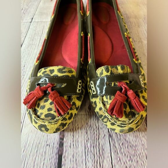 Sperry Laurel Classic Dark Brown Leopard Red Tassel Preppy Leather Shoes Size 10 - Picture 6 of 11